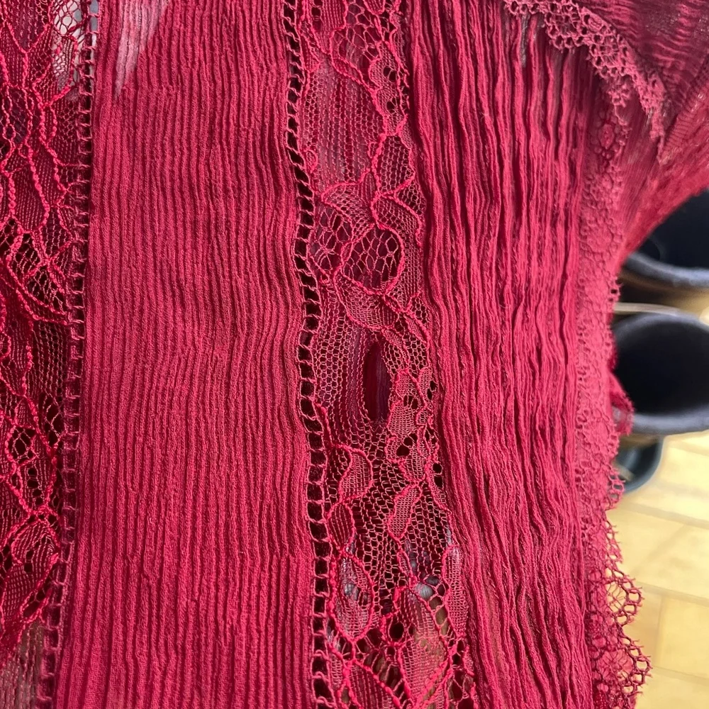 Alice + Olivia Burgundy Lace Blouse - Picture 7 of 7